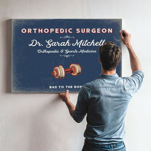 Personalized Orthopedic Surgeon Sign, Bad to the Bone, Denim Americana, image 9