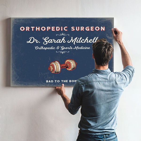 Personalized Orthopedic Surgeon Sign, Bad to the Bone, Denim Americana, image 9