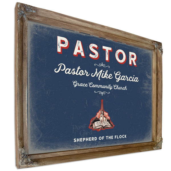 Personalized Pastor Sign, Shepherd of the Flock, Denim Americana, image 6