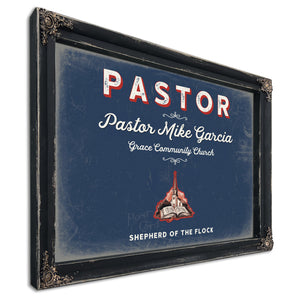 Personalized Pastor Sign, Shepherd of the Flock, Denim Americana, image 1