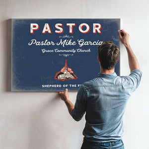 Personalized Pastor Sign, Shepherd of the Flock, Denim Americana, image 9