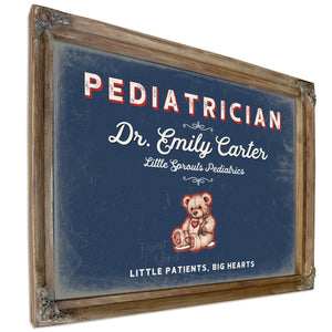 Personalized Pediatrician Sign, Little Patients, Big Hearts, Denim Americana, image 6