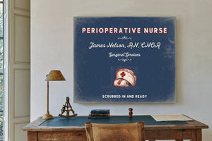 Personalized Perioperative Nurse Sign, Scrubbed In and Ready, Denim Americana, image 2