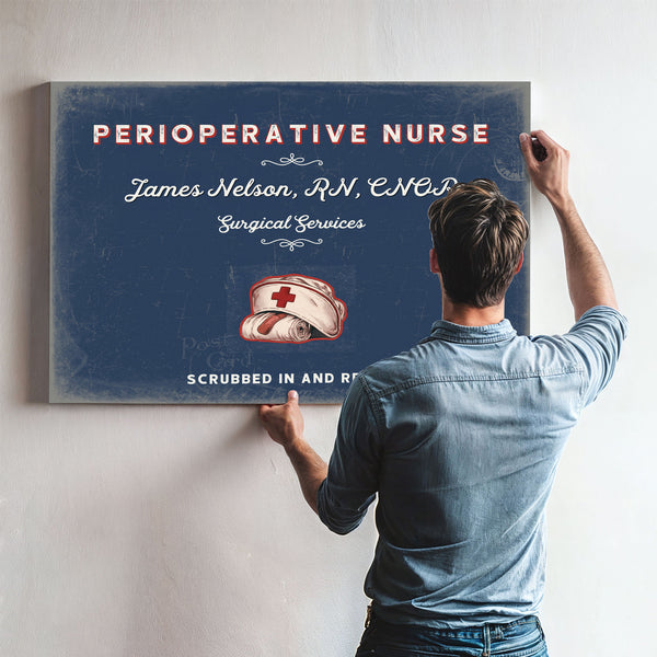Personalized Perioperative Nurse Sign, Scrubbed In and Ready, Denim Americana, image 9