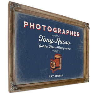 Personalized Photographer Sign, Say Cheese, Denim Americana, image 6