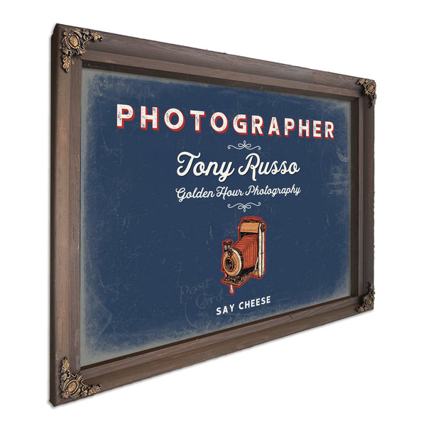 Personalized Photographer Sign, Say Cheese, Denim Americana, image 7