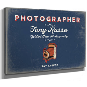 Personalized Photographer Sign, Say Cheese, Denim Americana, image 8