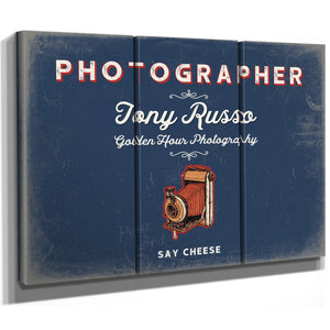 Personalized Photographer Sign, Say Cheese, Denim Americana, image 14