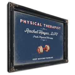 Personalized Physical Therapist Sign, Keep Moving Forward, Denim Americana, image 1