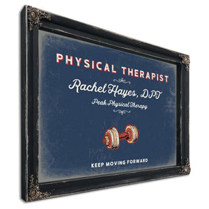 Personalized Physical Therapist Sign, Keep Moving Forward, Denim Americana, image 1