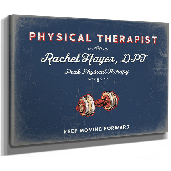 Personalized Physical Therapist Sign, Keep Moving Forward, Denim Americana, image 8