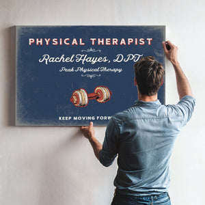 Personalized Physical Therapist Sign, Keep Moving Forward, Denim Americana, image 9