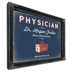 Personalized Physician Sign, The Doctor Is In, Denim Americana, image 1