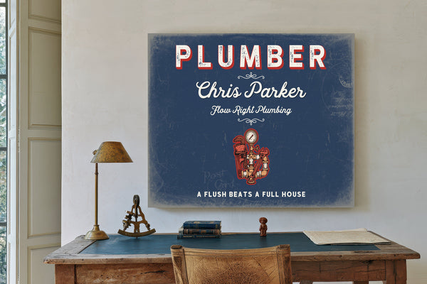 Personalized Plumber Sign, A Flush Beats a Full House, Denim Americana, image 2