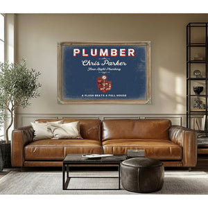 Personalized Plumber Sign, A Flush Beats a Full House, Denim Americana, image 3