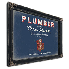 Personalized Plumber Sign, A Flush Beats a Full House, Denim Americana, image 1