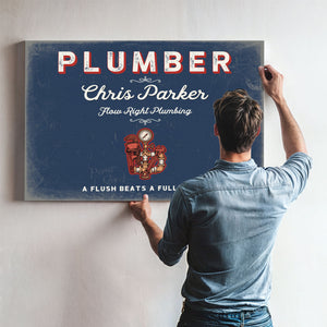 Personalized Plumber Sign, A Flush Beats a Full House, Denim Americana, image 9