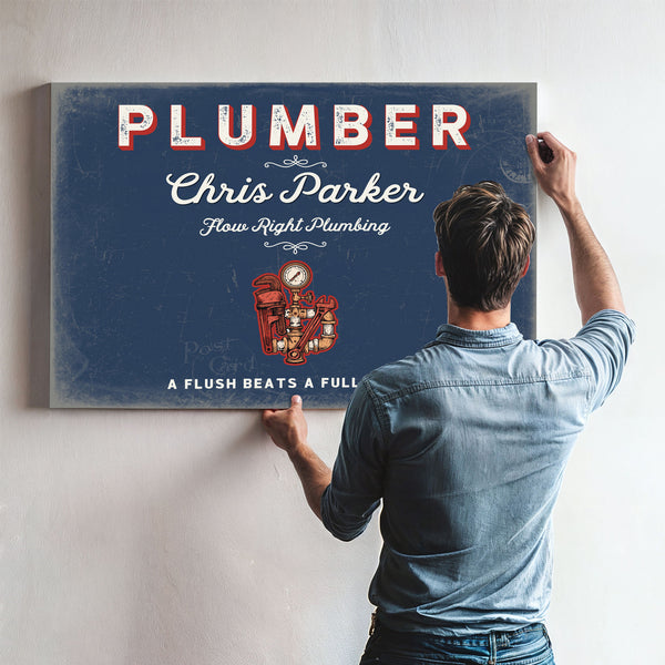 Personalized Plumber Sign, A Flush Beats a Full House, Denim Americana, image 9
