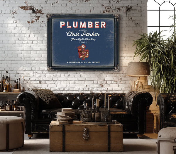 Personalized Plumber Sign, A Flush Beats a Full House, Denim Americana, image 18