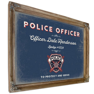Personalized Police Officer Sign, To Protect and Serve, Denim Americana, image 6
