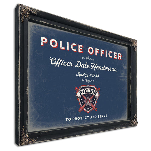 Personalized Police Officer Sign, To Protect and Serve, Denim Americana, image 1