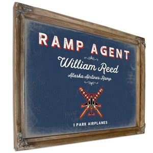 Personalized Ramp Agent Sign, I Park Airplanes, Denim Americana, image 6