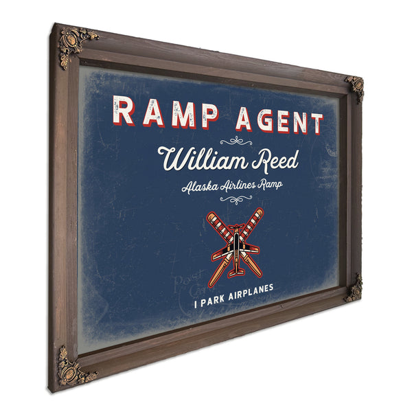 Personalized Ramp Agent Sign, I Park Airplanes, Denim Americana, image 7