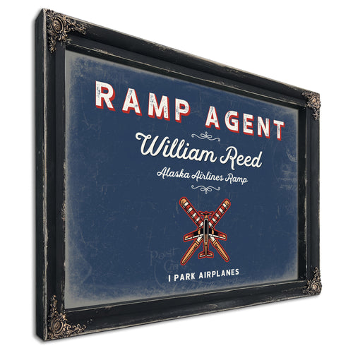 Personalized Ramp Agent Sign, I Park Airplanes, Denim Americana, image 1