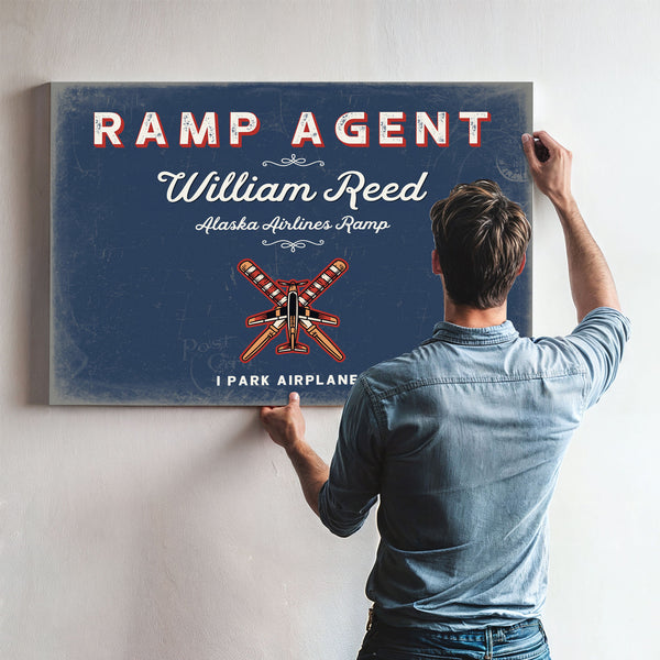 Personalized Ramp Agent Sign, I Park Airplanes, Denim Americana, image 9
