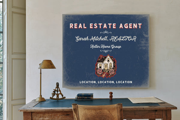 Personalized Real Estate Agent Sign, Location, Location, Location, Denim Americana, image 2