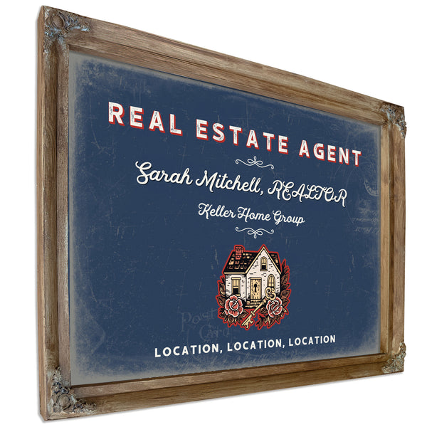 Personalized Real Estate Agent Sign, Location, Location, Location, Denim Americana, image 6