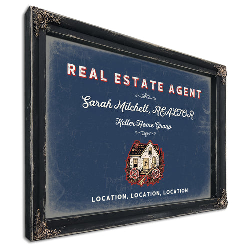 Personalized Real Estate Agent Sign, Location, Location, Location, Denim Americana, image 1