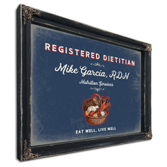 Personalized Registered Dietitian Sign, Eat Well, Live Well, Denim Americana, image 1