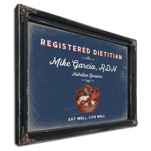Personalized Registered Dietitian Sign, Eat Well, Live Well, Denim Americana, image 1