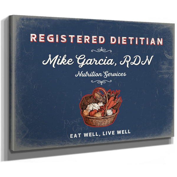 Personalized Registered Dietitian Sign, Eat Well, Live Well, Denim Americana, image 8