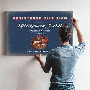Personalized Registered Dietitian Sign, Eat Well, Live Well, Denim Americana, image 9