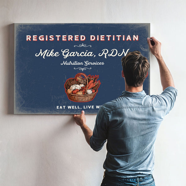 Personalized Registered Dietitian Sign, Eat Well, Live Well, Denim Americana, image 9