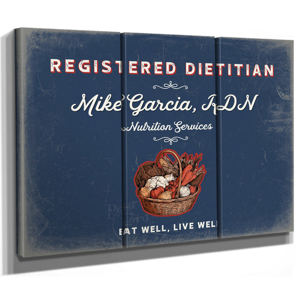 Personalized Registered Dietitian Sign, Eat Well, Live Well, Denim Americana, image 14