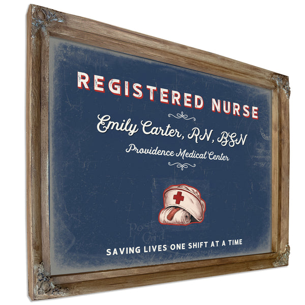 Personalized Registered Nurse Sign, Saving Lives One Shift at a Time, Denim Americana, image 6