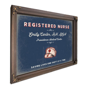 Personalized Registered Nurse Sign, Saving Lives One Shift at a Time, Denim Americana, image 7