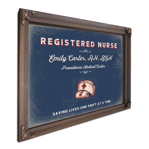 Personalized Registered Nurse Sign, Saving Lives One Shift at a Time, Denim Americana, image 7
