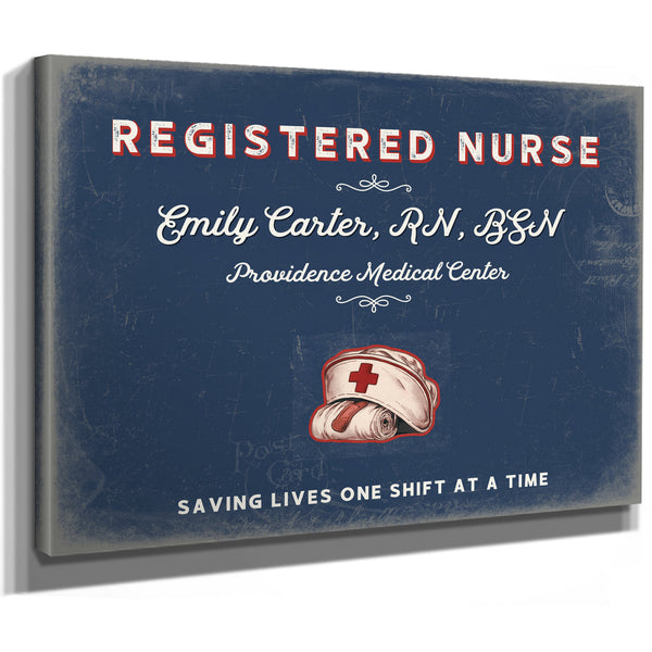 Personalized Registered Nurse Sign, Saving Lives One Shift at a Time, Denim Americana, image 8