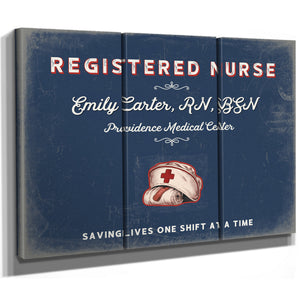 Personalized Registered Nurse Sign, Saving Lives One Shift at a Time, Denim Americana, image 14