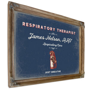 Personalized Respiratory Therapist Sign, Just Breathe, Denim Americana, image 6