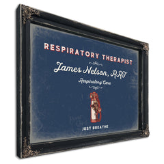 Personalized Respiratory Therapist Sign, Just Breathe, Denim Americana, image 1