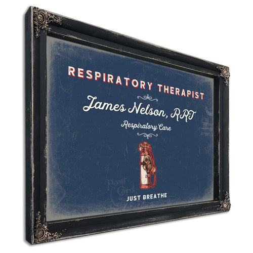 Personalized Respiratory Therapist Sign, Just Breathe, Denim Americana, image 1