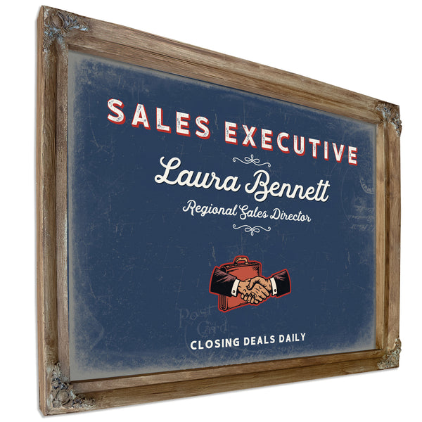 Personalized Sales Executive Sign, Closing Deals Daily, Denim Americana, image 6
