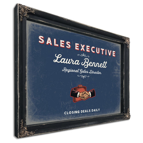 Personalized Sales Executive Sign, Closing Deals Daily, Denim Americana, image 1