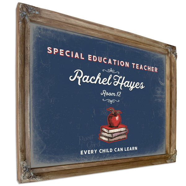 Personalized Special Education Teacher Sign, Every Child Can Learn, Denim Americana, image 6