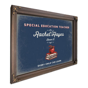 Personalized Special Education Teacher Sign, Every Child Can Learn, Denim Americana, image 7
